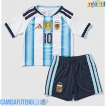 Camisa de time de futebol Argentina Lionel Messi #10 Replicas 1º Equipamento Infantil Mundo 2026 Manga Curta (+ Calças curtas)